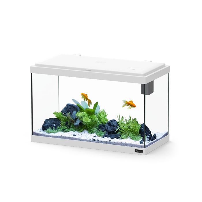 Acuario Explorer Vienna de 42 litros, color blanco, con filtro biológico y luz LED - Aquatlantis White