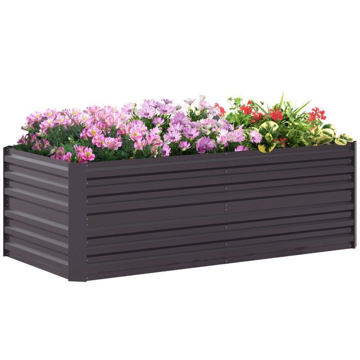 Huerto de jardín Outsunny - rectangular - tubos de refuerzo de acero galvanizado - 180 x 90 x 59 cm - gris oscuro