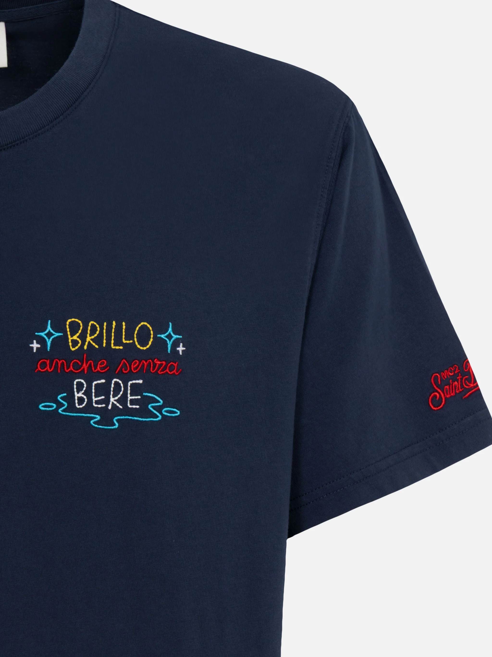 Portofino T-shirt van katoenen jersey met klassieke pasvorm en Brillo-borduurwerk.