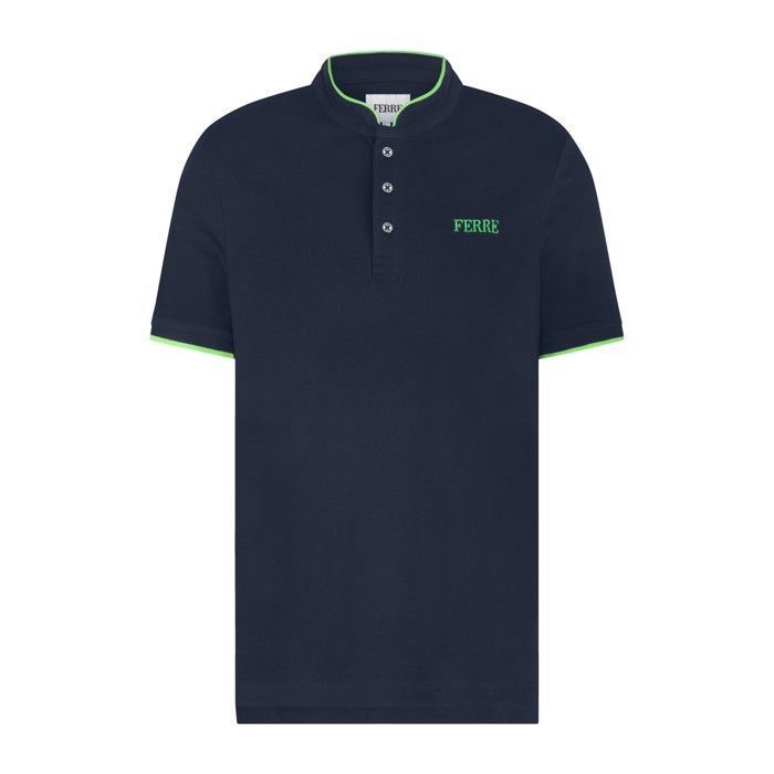 Ferre Giorgio Herren-Poloshirt mit kurzen Ärmeln und Stehkragen, Marineblau