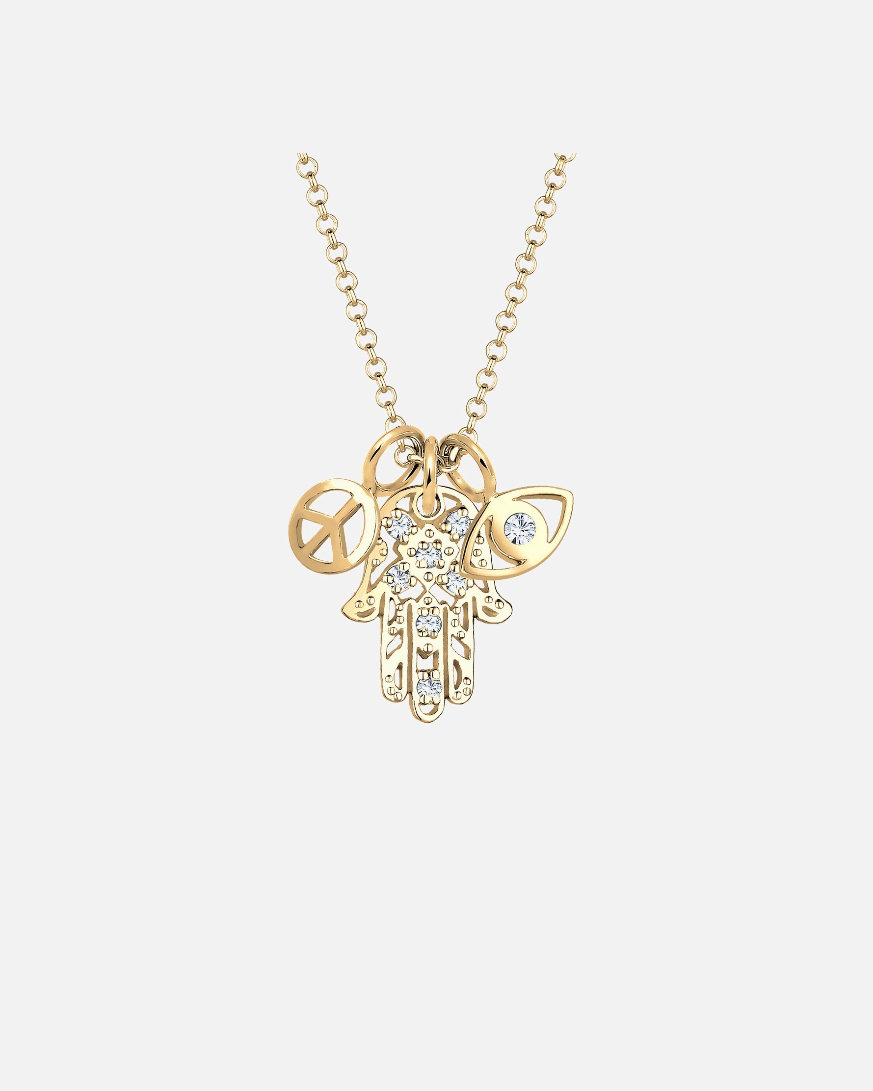 Elli Femmes Hamsa Peace Evil Eye cristaux en argent sterling 925 plaqué or