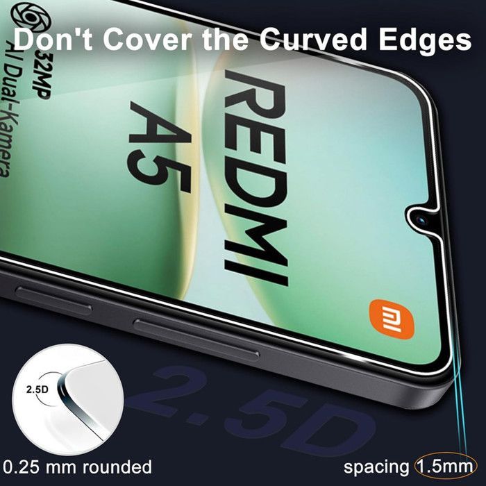 Pack of 2 Tempered Glass Screen Protectors for Xiaomi Redmi A5 4G - Transparent - Scratch Resistant - Ultra Resistant 9H Hardness
