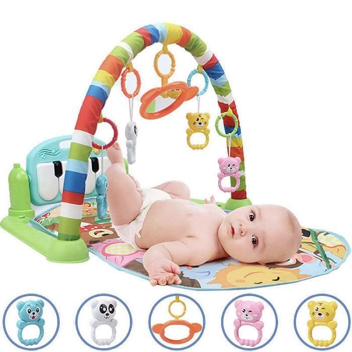 Alfombra de juegos para bebés - Área de actividades - Piano 4 en 1 - Verde - Con arco de juguetes