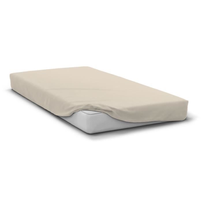 Sábana bajera ajustable - HOME LINGE PASSION - HP72114 - Microfibra de 82 g - 160 x 200 cm - Bolsillo profundo de 30 cm - Beige marfil