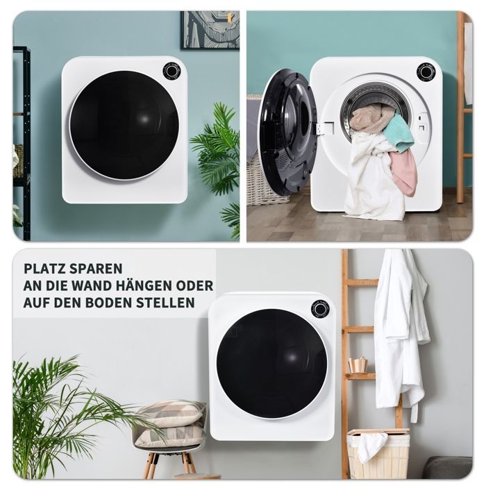 SECHE-LINGE avec 5 programmes,blanc,protection contre la surchauffe,blanc[Classe énergétique C]-HAUSS SPOLE