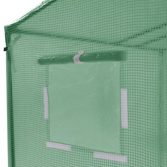 Invernadero verde IDMARKET para todas las estaciones con ventana y puerta con cremallera.