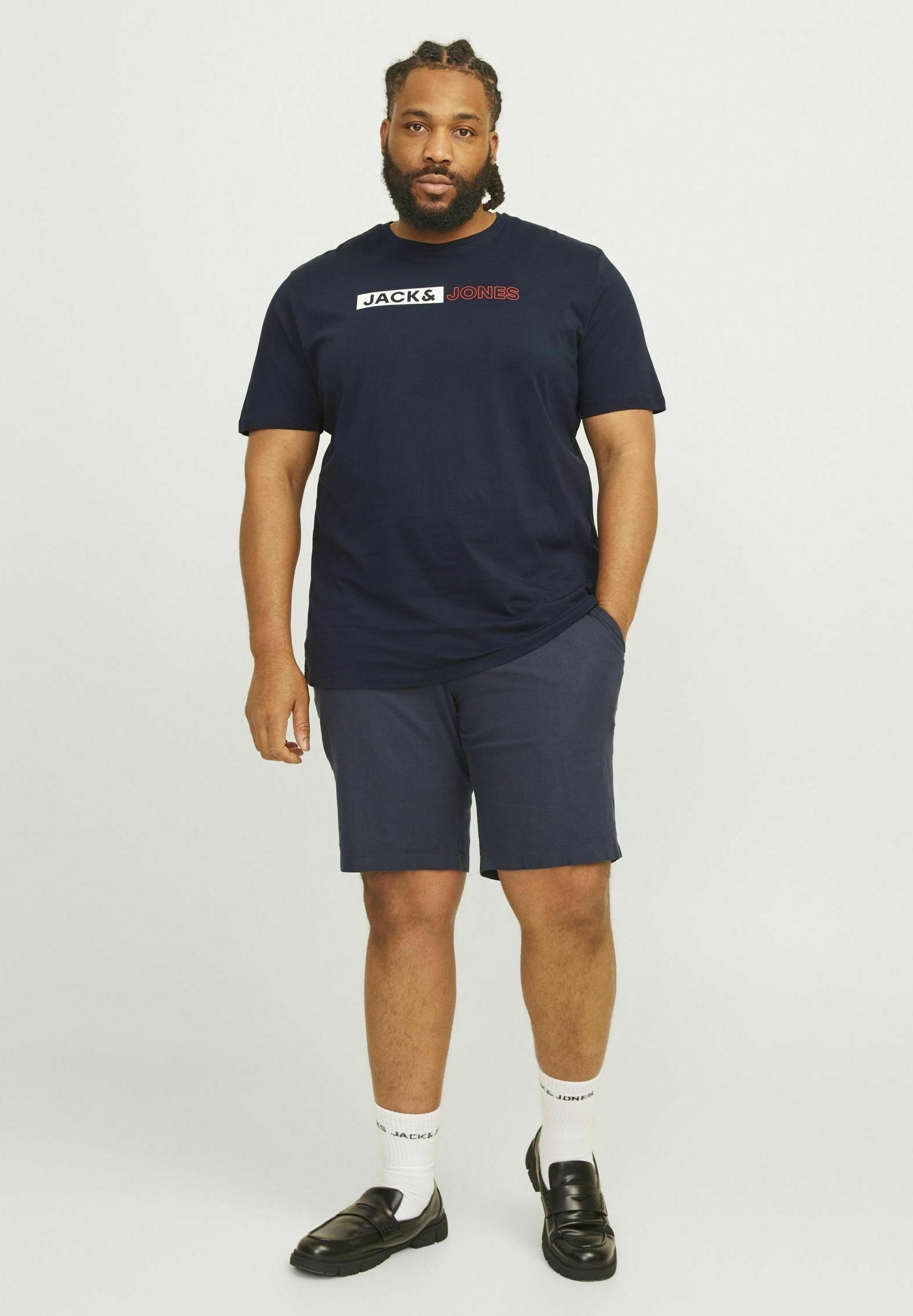 Jack & Jones LOGO - Bedrucktes T-Shirt - marineblauer Blazer