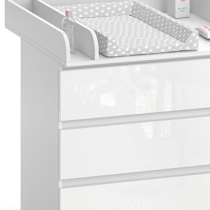 Fasciatoio Emma 80x87cm con 3 cassetti, bianco/bianco lucido, finitura lucida, Vicco 51740