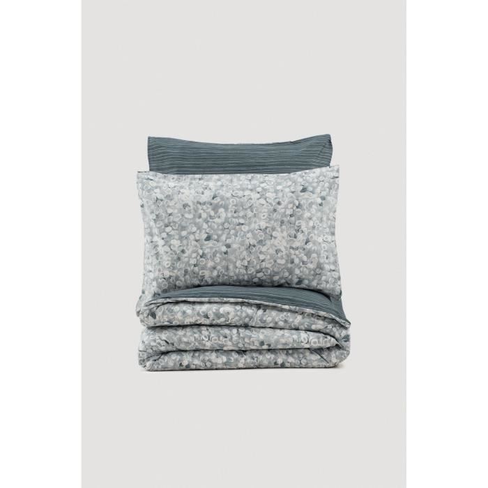 Beddenset - 1 dekbedovertrek 220 x 240 cm + 2 kussenslopen 60 x 60 cm - 100% versterkt katoen - Antraciet