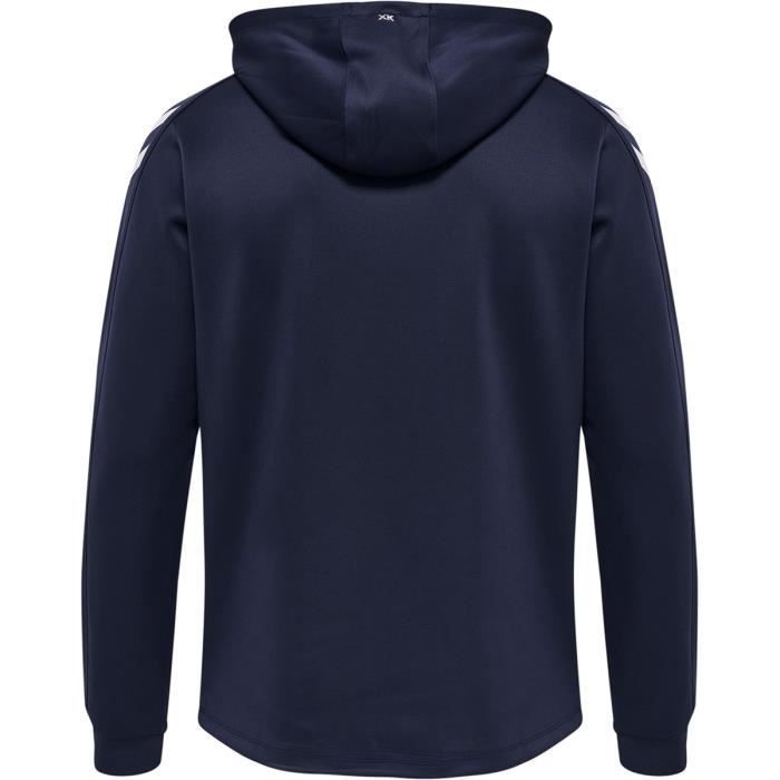 Moletom masculino Hummel com zíper - Azul marinho - Tamanho XL - Logotipo e estampa em chevron resistentes à água - Cintura elástica