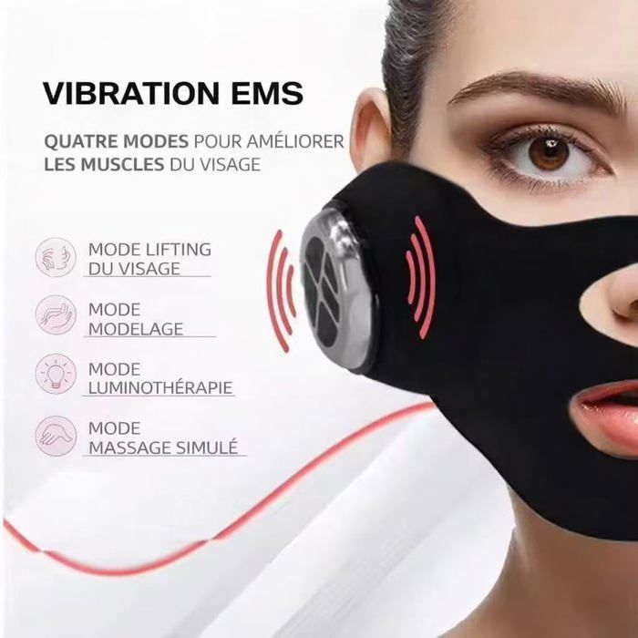 Masque Double Menton- Masque Visage EMS Lifting V-Face – Massage & Tonification – LED Rouge – Rechargeable USB-C – Jawline