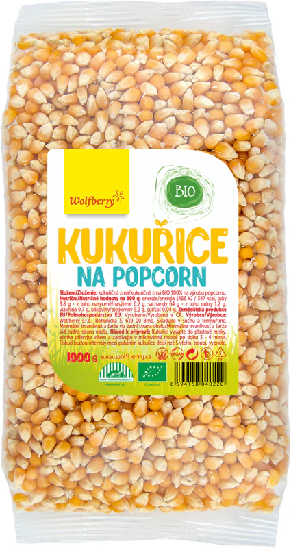Wolfberry-maïskorrels, biologisch, voor het maken van biologische popcorn