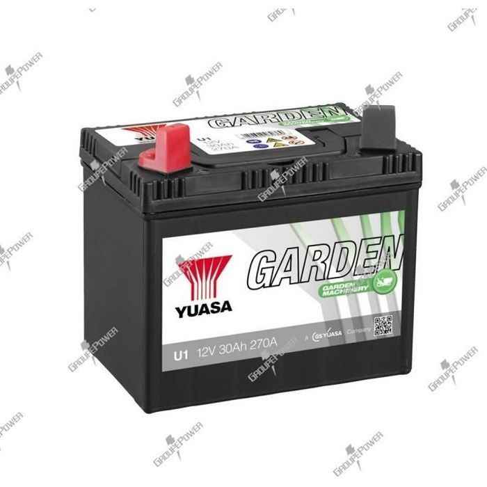 Batería para tractor cortacésped Yuasa Garden U1 de 12 V, 30 Ah y 270 A