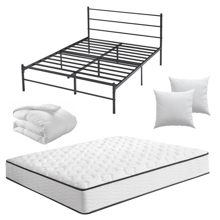 Juego de colchón Frixovel de 140x190 cm y cama con cabecero, edredón y 2 almohadas.