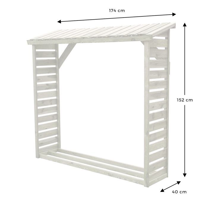 Abri bûches en bois avec plancher