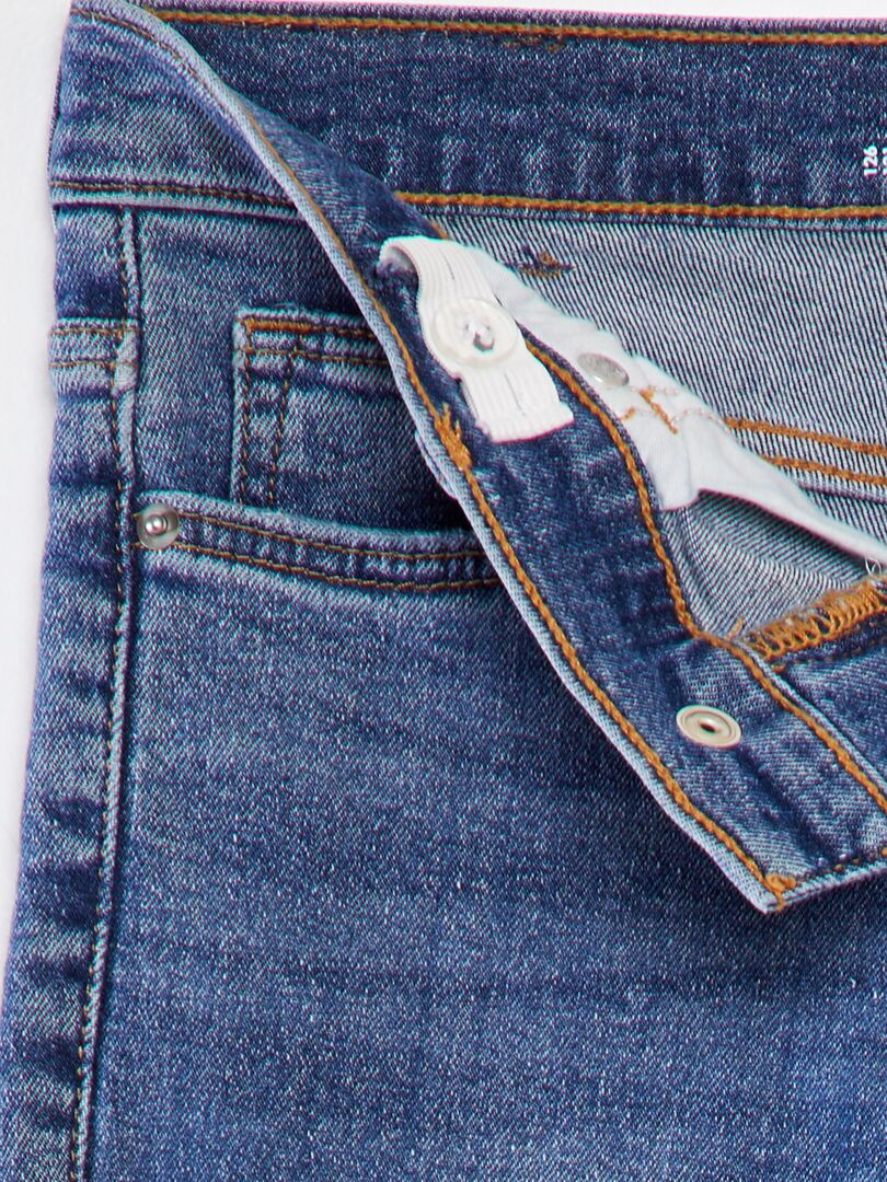 Calça jeans slim de cintura alta ajustável - AZUL