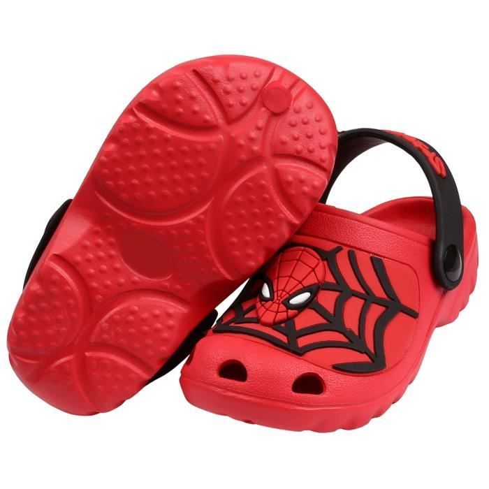 Tongs de jardin SpiderMan Rouge pour enfants - Marvel - Motif en toile d'araignée noire