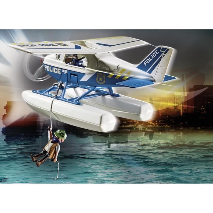 PLAYMOBIL – 70779 – Polizei- und Banditen-Wasserflugzeug – Blau – Playmobil City Action – 33 Teile