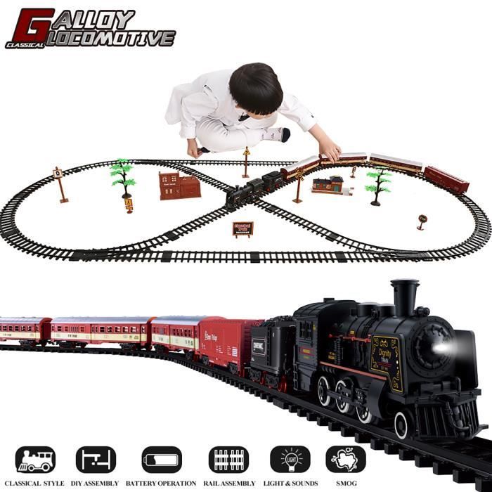 Classic black train set, Christmas electric train set for children, toy set, car, track