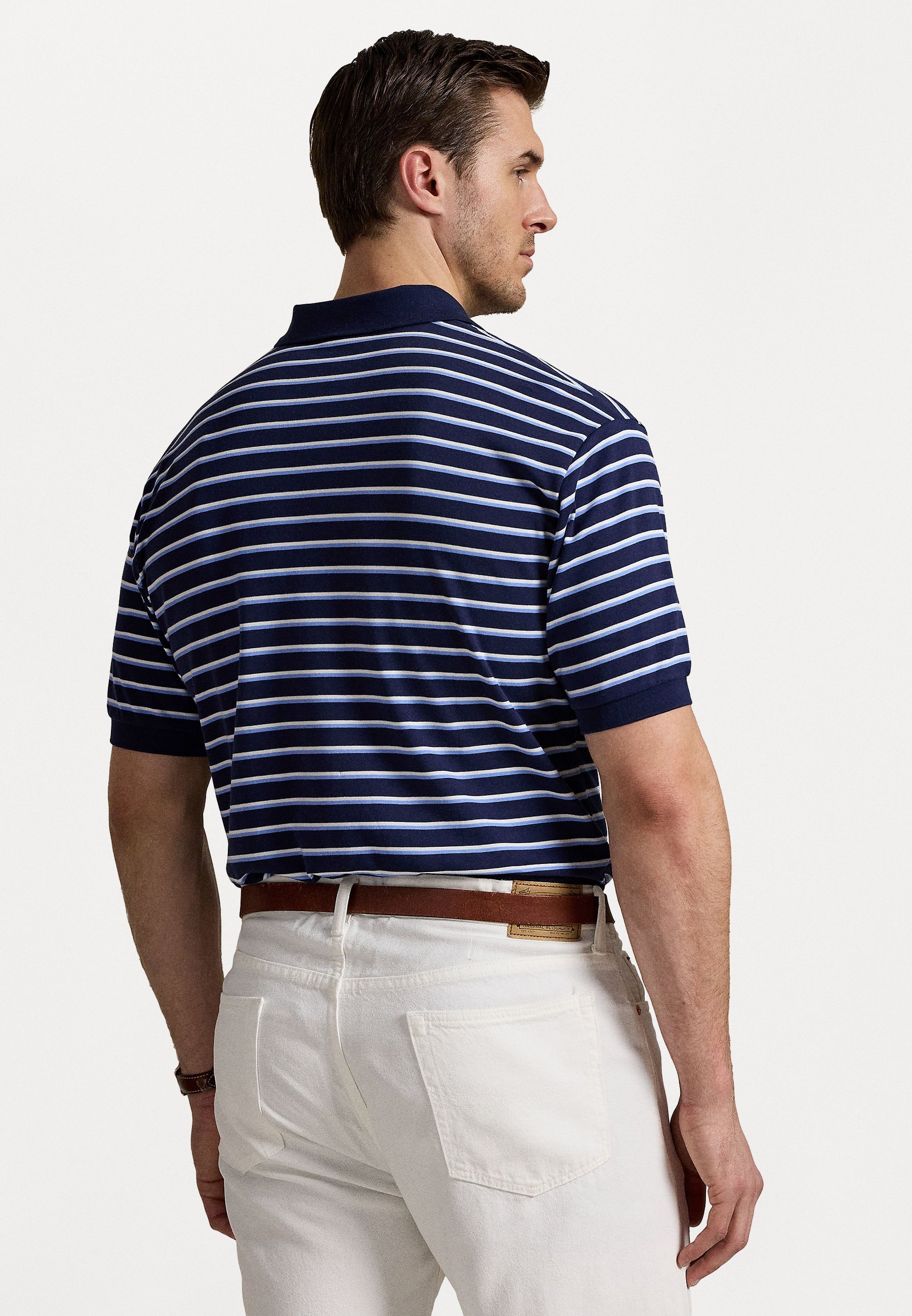 Polo Ralph Lauren Big & Tall gestreept poloshirt van zacht katoen - Poloshirt - verfijnd marineblauw