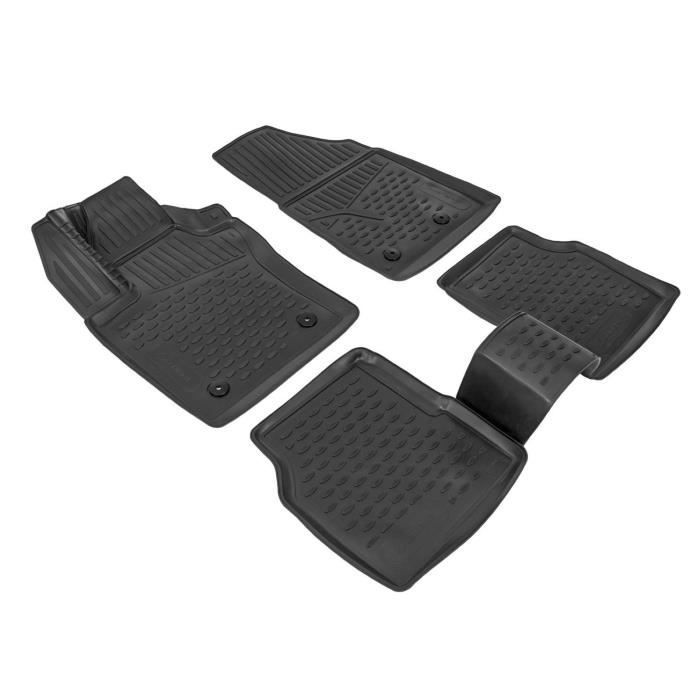3D-Gummifußmatten – J&J AUTOMOTIVE – Jeep Compass 2018 – Rutschfest – Passgenau – Schwarz