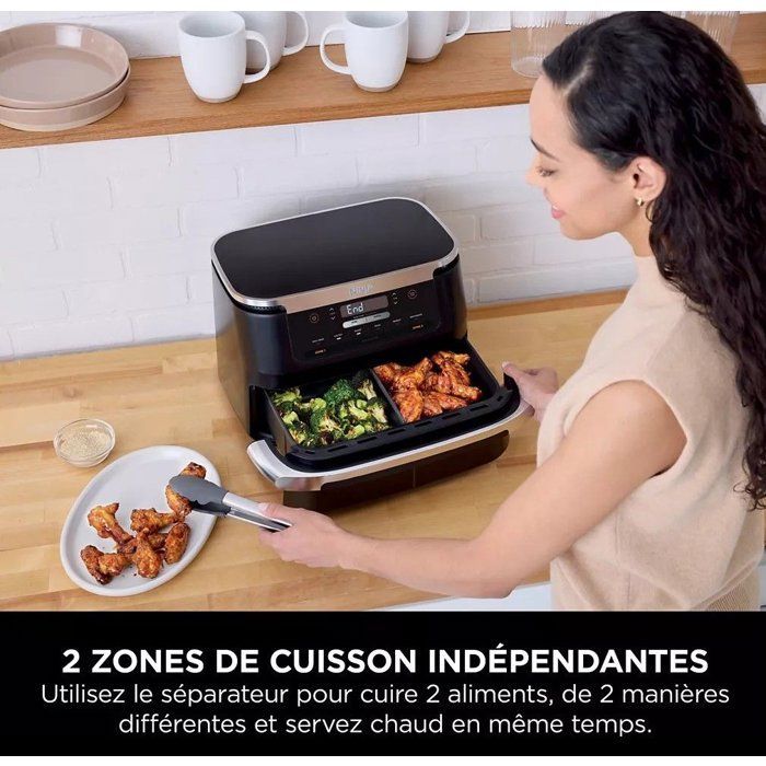 Freidora de aire NINJA - Foodi Max Dual Zone AF550EU - Capacidad de 6,6 L - 2470 W - Negra