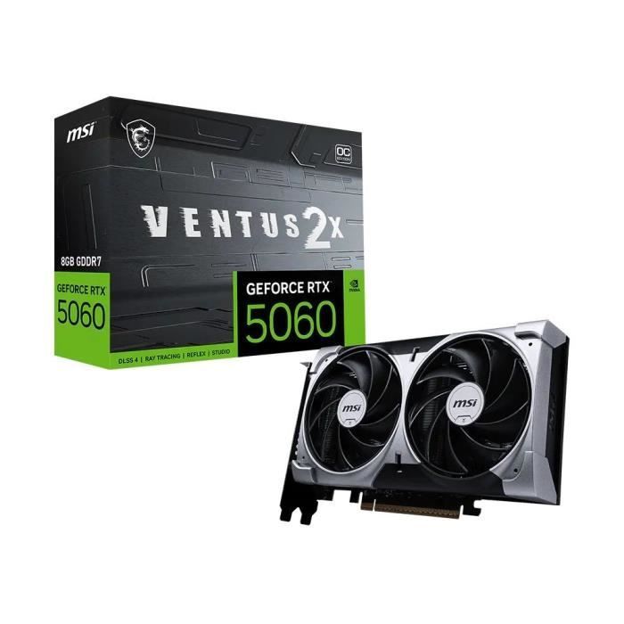 Graphics card - MSI - GeForce RTX 5060 VENTUS 2X OC 8G - 8 GB GDDR6 - Dual TORX fans - Efficient cooling