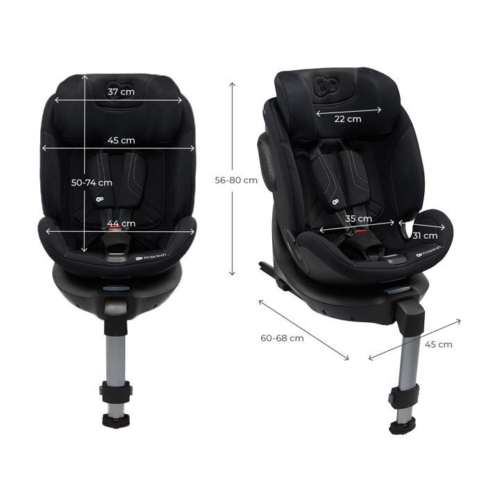 Silla de coche infantil Kinderkraft XRIDER 2 I-SIZE, 40–150 cm, giro de 360°, ISOFIX, SPS+, H-GUARD+, 8 posiciones de reclinado, orientada hacia atrás.