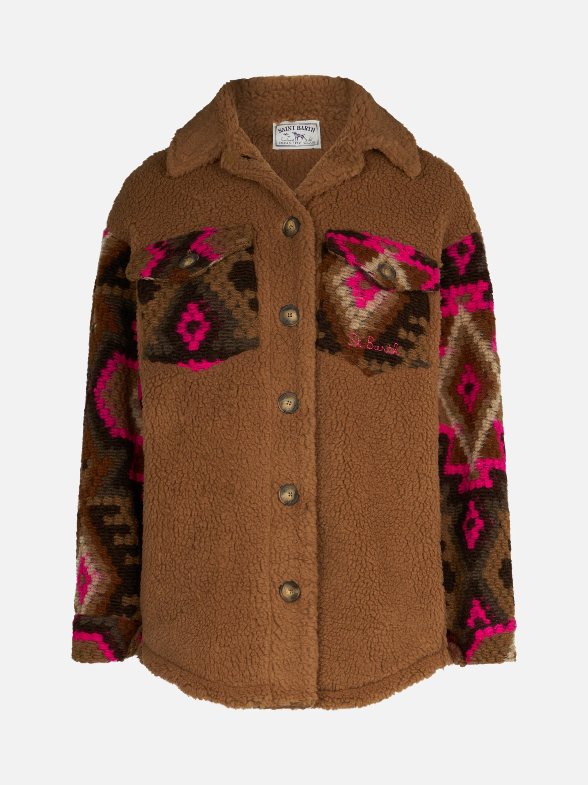 Damesoverhemd van sherpa met etnische print