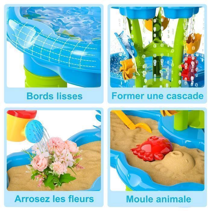 Mesa de Água - KUKUFUN - 2 Níveis - Mesa de Atividades ao Ar Livre - Ideal para a Praia - Presente de Aniversário para Crianças a partir de 3 Anos