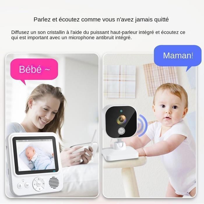 Video-Babyphone – 2,8-Zoll-LCD-Bildschirm – Nachtsicht, Zwei-Wege-Audio, VOX, Energiesparmodus, Temperaturalarm