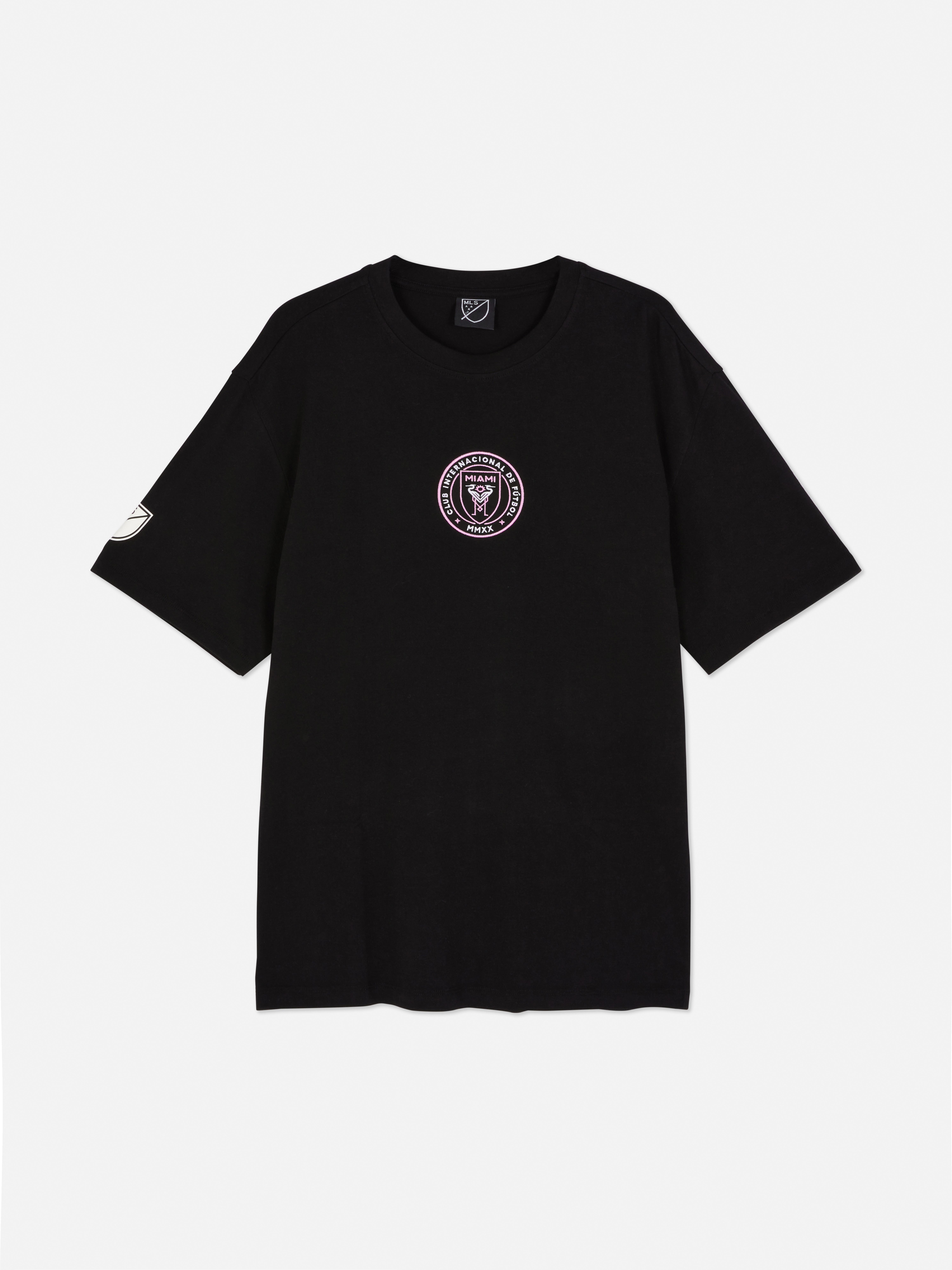 Inter Miami T-Shirt mit Stickerei. Kurzarm-T-Shirt mit gesticktem Inter Miami-Logo und Aufdruck auf der Rückseite.