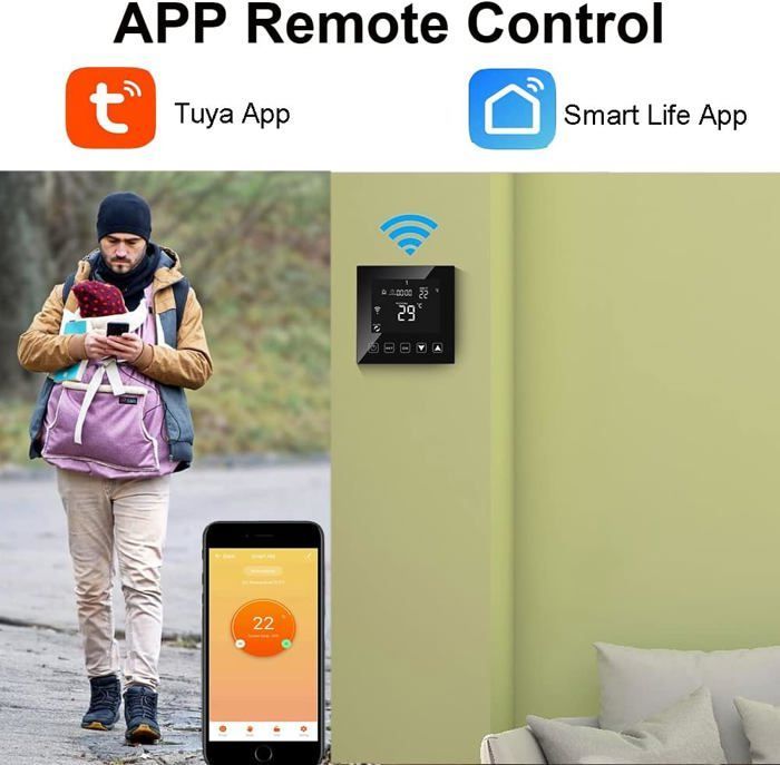 Termostato inteligente com conexão Wi-Fi para caldeira/aquecimento de piso, água, 3A com fio, compatível com Alexa, Google Assistant e aplicativo Tuya Smart Life.