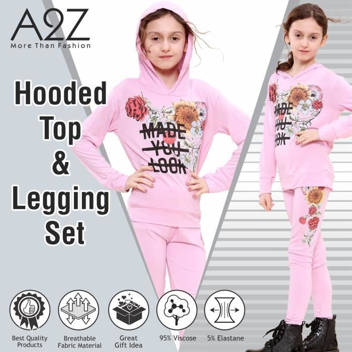Conjunto de verano Made You Look con top rosa bebé estampado y leggings de moda para niñas de 5 a 13 años.
