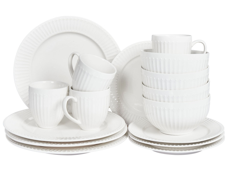 Zestaw 16 naczyń z porcelany biały