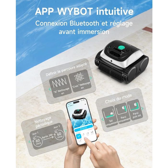 Robot de piscine - WYBOT - Osprey 800 - Sans fil - Autonomie 150 min - Filtration 180 microns