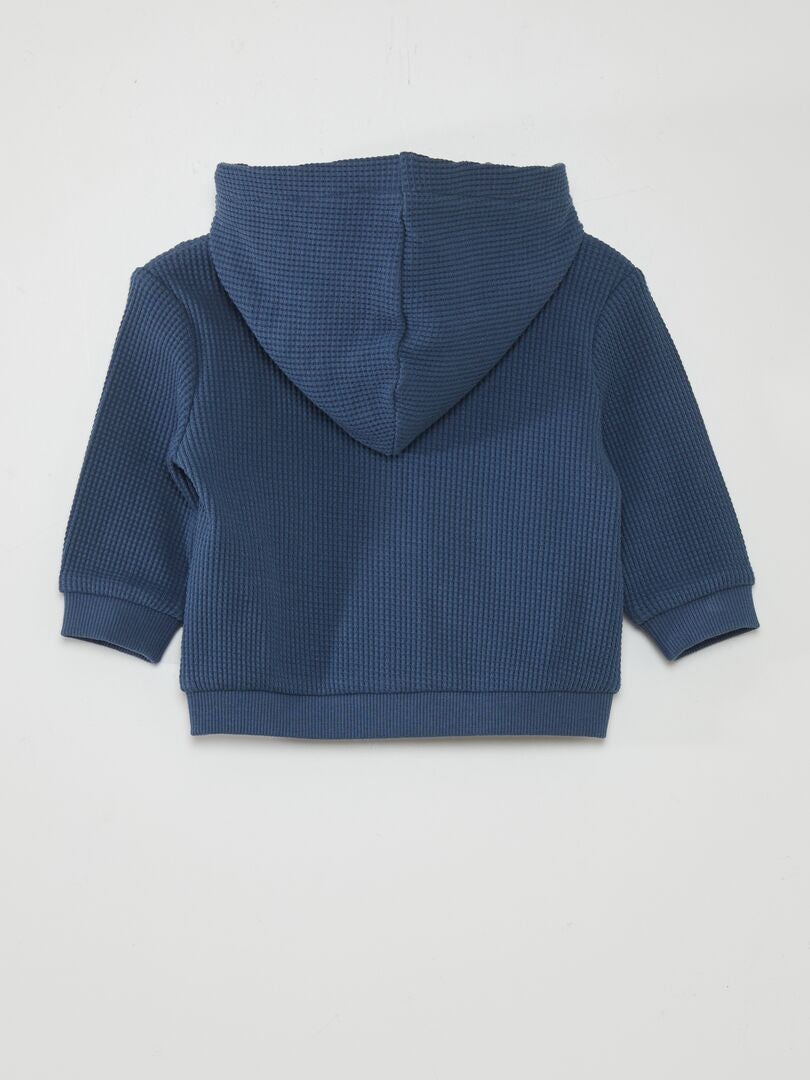 Hoodie met honingraatprint - BLAUW