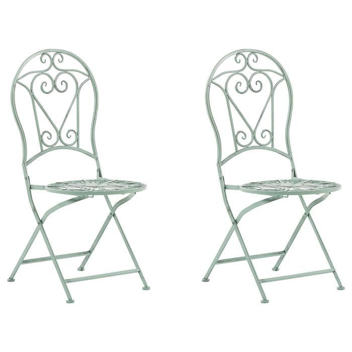 Ensemble de terrasse bistrot table et 2 chaises vertes TRENTO