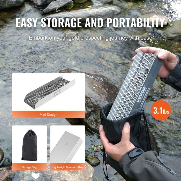 Kit portátil para buscar oro - VEVOR - Tallo de aluminio resistente de 30 cm (12 pulgadas) para la búsqueda de oro - Minero/buscador de oro para jardines y ríos