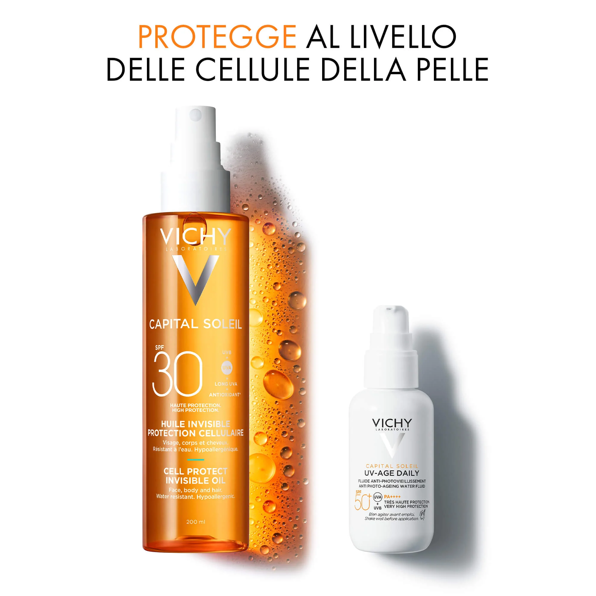 Capital Soleil Cell Protect Olio Invisibile SPF30 - Olio solare corpo alta prot., Solare viso alta prot.