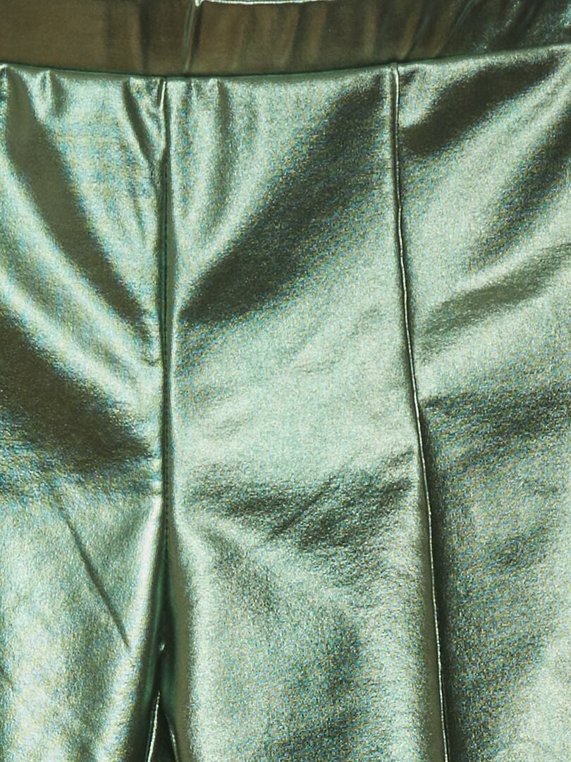 Glanzende lange legging - metallic groen