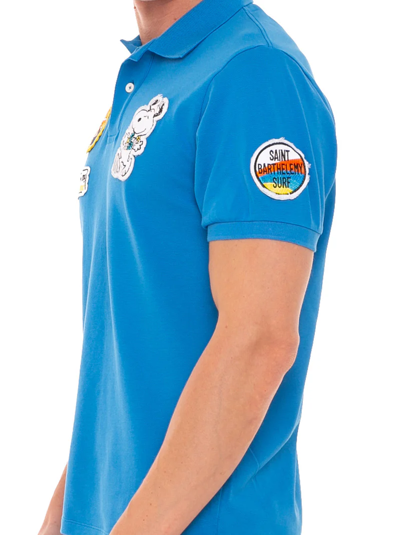 Polo da uomo in piquet stretch con patch Snoopy | SNOOPY - EDIZIONE SP