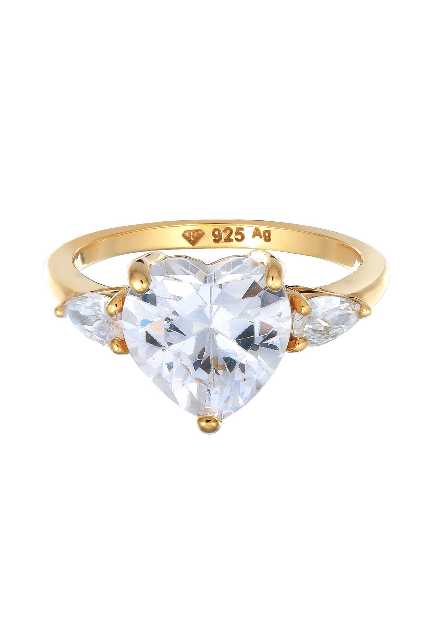 Elli Elli Bague avec Pierres Femmes Coeur Zirconia Blanc Argent Sterling 925 St Valentin