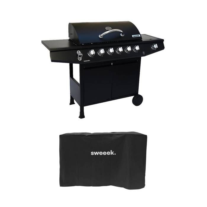 6-burner gas barbecue + 1 side burner with wheels, side shelves, thermometer and cover TREVILLE 6 WITH COVER