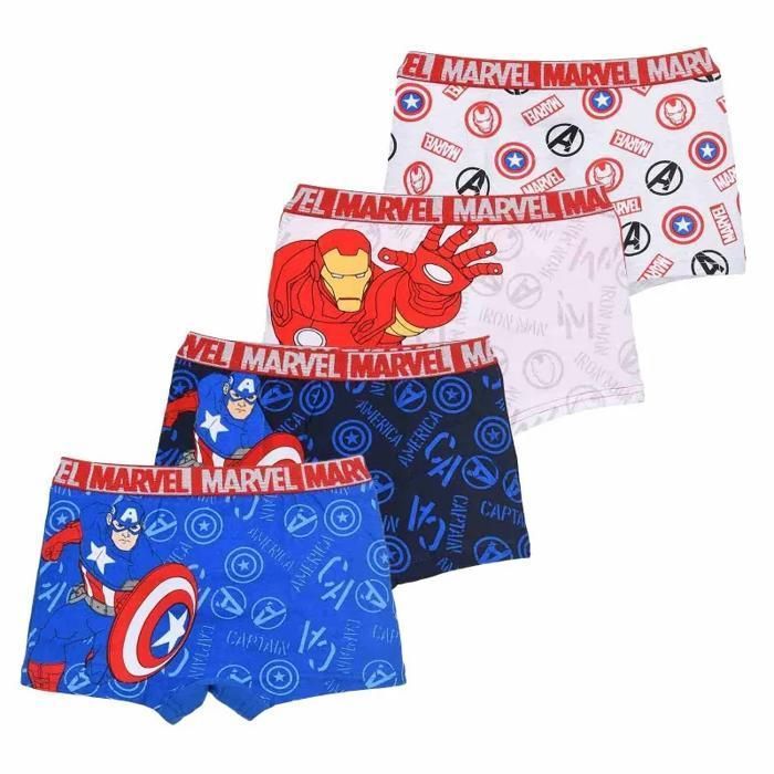 Lot de 4 Boxers Garçon coton Avengers MARVEL 