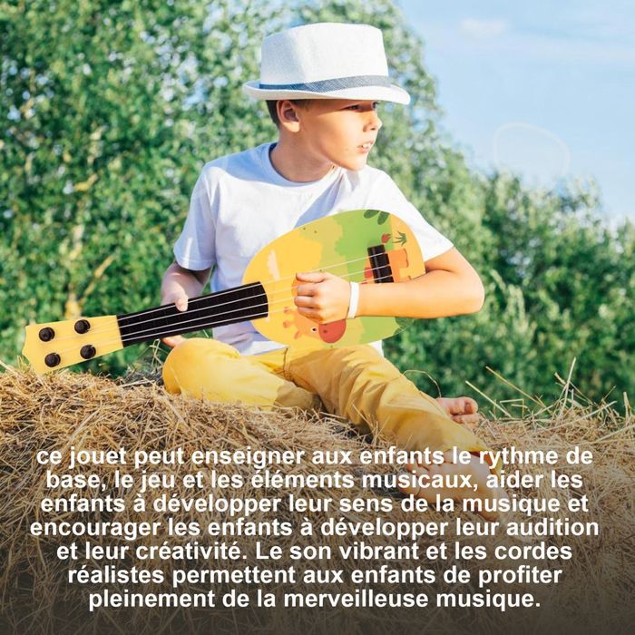 Ukelele C de 36x12cm, juguete educativo para niños con un bonito diseño de jirafa y 4 cuerdas ajustables para desarrollar el interés por el ukelele.