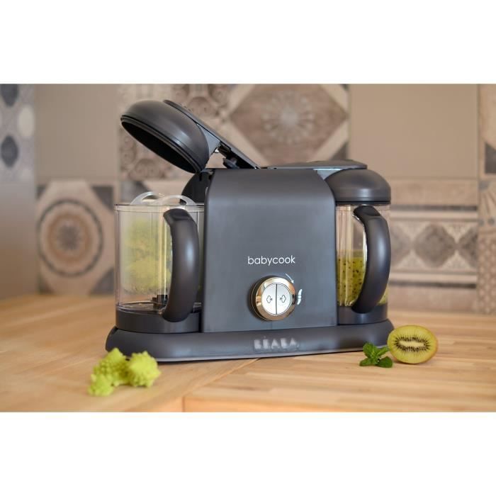 BÉABA - Babycook Duo - Robot da cucina 4 in 1 per pappe, frullatore e cuocipappe - Cottura a vapore rapida - Capacità XXL 2200 ml - Grigio scuro