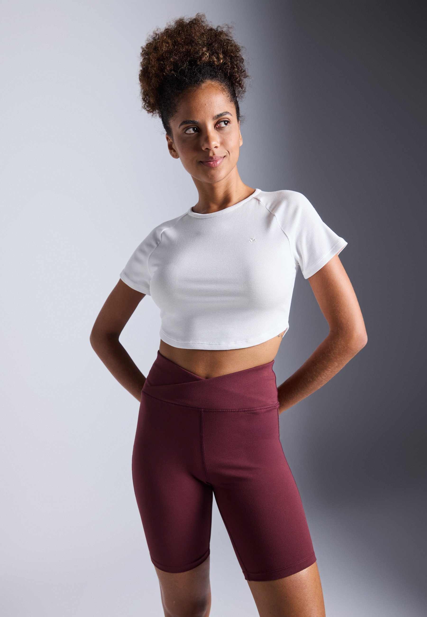 T-shirt côtelé court Even&Odd Active ESSENTIAL - T-shirt basique - blanc cassé