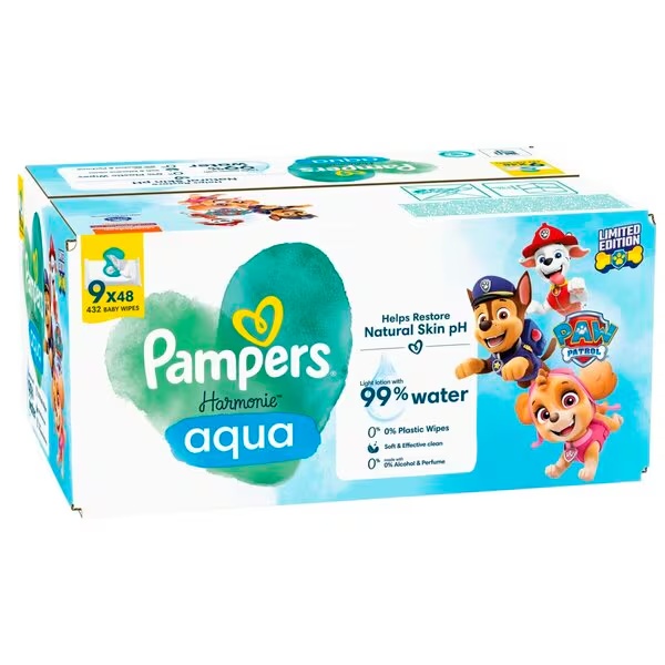 Robčki Aqua Paw Patrol, 9 kosov, 9 x 48 kosov