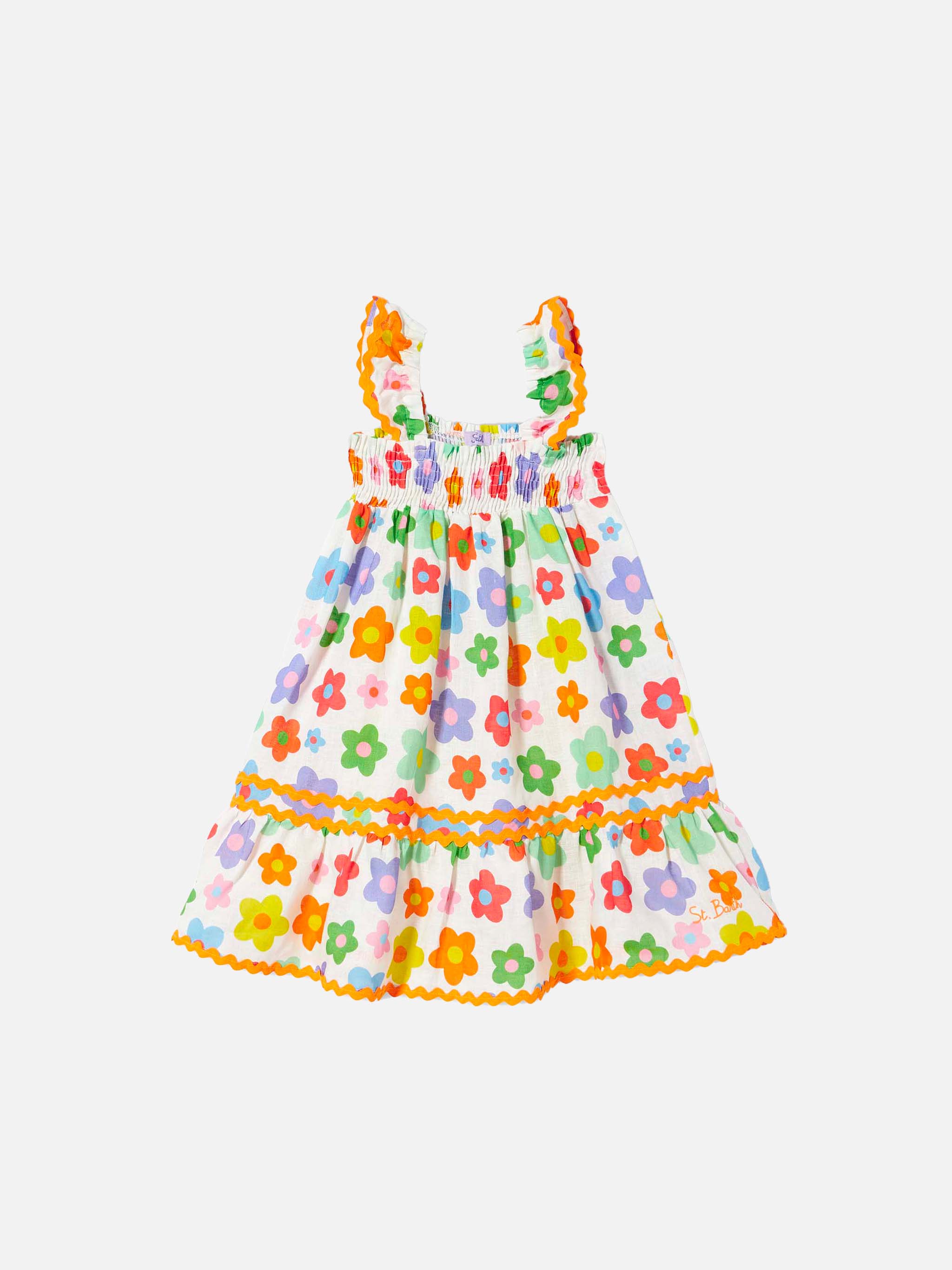 Meisjesjurk met veelkleurige bloemen